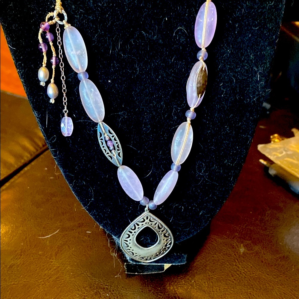 Amethyst Necklace with Ornate Pendant 925 Silver